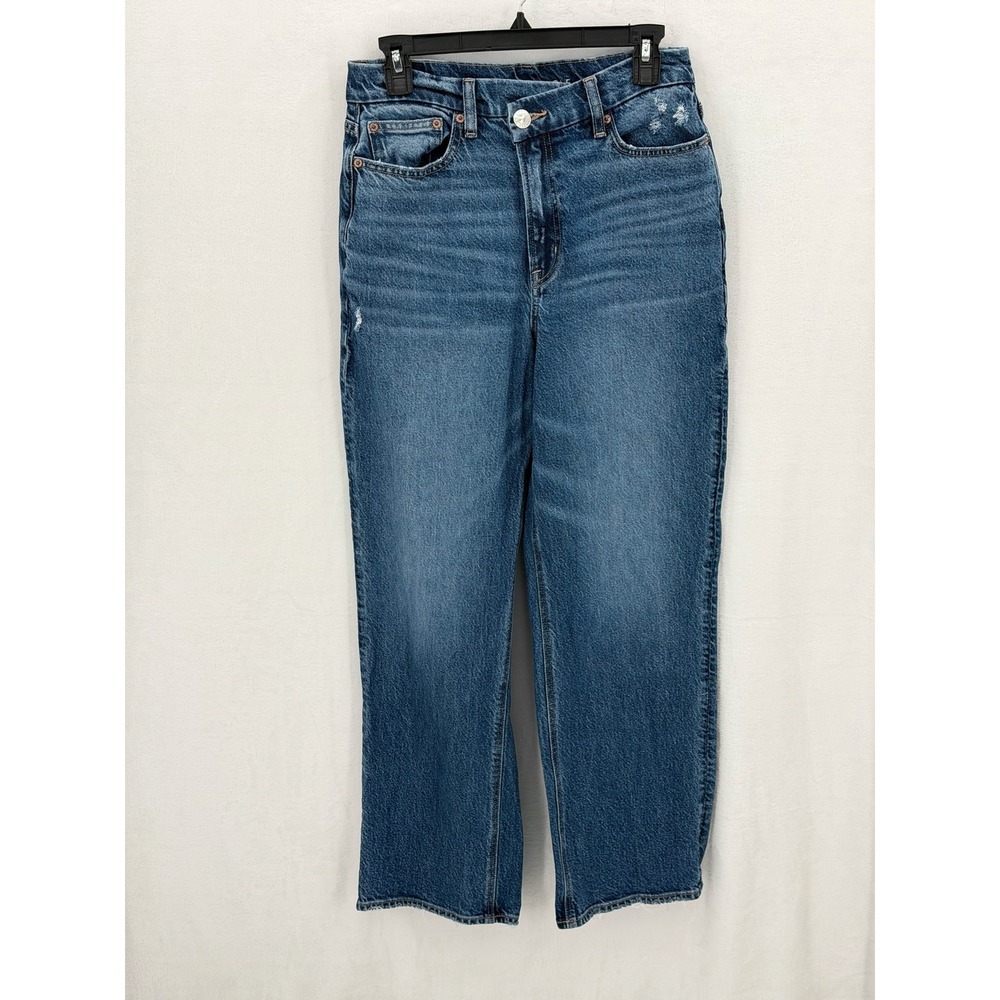 American Eagle Jeans Womens 8 Curvy 90s Straight High Rise Stretch Medium Wash